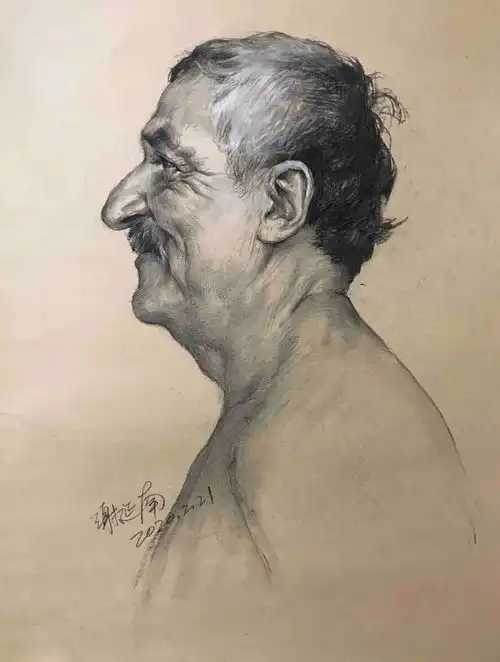 严谨的造型,强烈的画味谢延南素描头像欣赏