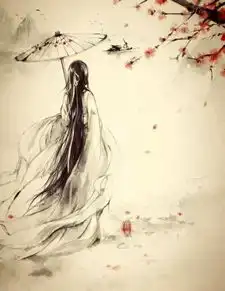 唯美的古风画,凄凉一点,只要一个女主的背影在画上