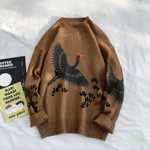 秋冬新款ins条纹针织衫毛衣男生原宿风线衣港风韩版情侣潮流外套