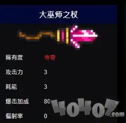 元气骑士传奇武器篇大巫师之杖死灵法杖和轰炸机攻击力及耗能详情