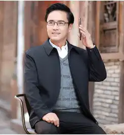 爸爸秋装外套加绒加厚夹克40中年男士50岁冬季款中老年人爷爷上衣