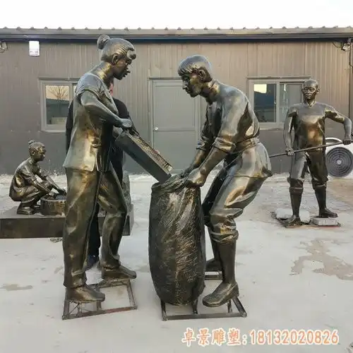 铜雕人物农耕文插秧哈尔滨铜雕雕塑农耕制作厂