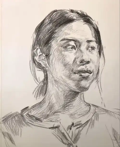 教你画气质亲和的邻家少女34侧素描头像,每天上一节素描课,还怕不进步