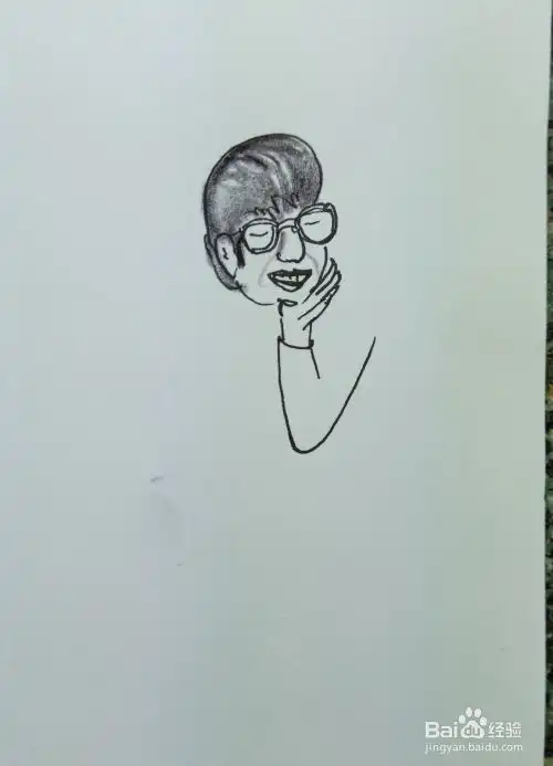 怎样画简笔画托腮思考的男人
