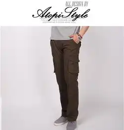 atopi2014男士新款欧美简约多袋直筒中腰工装休闲裤潮男64003