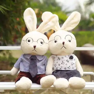 小兔子情侣头像一对,玩具系兔子情侣头像一左一右