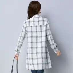 2018新款春季女士时尚休闲格子衬衫s9001