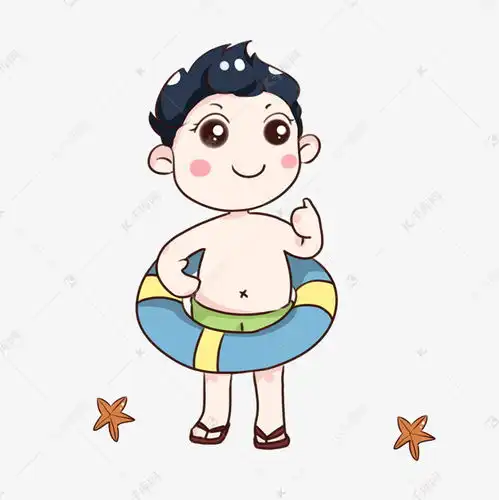 手绘卡通游泳的小男孩素材图片免费下载千库网
