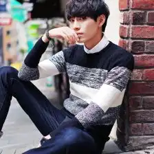 黑白条纹板鞋男韩版