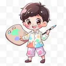 可爱的小男孩画画卡通手绘元素素材图片免费下载千库网
