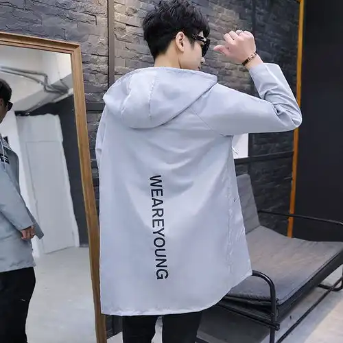 夏季防晒衣男青年中长款户外透气防晒服网眼防紫外线轻薄情侣风衣,一品好特惠