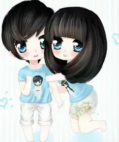 求一张图片,是一个小女孩亲吻小男孩的图片,是卡通人物,女孩转过脸来搂住男孩的脖子,然后轻轻的吻了一