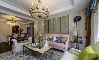 20万以上120平米美式大户型装修效果图,美式风格装修案例效果图齐家装修网