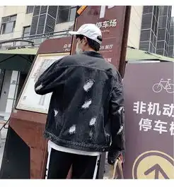 秋季破洞牛仔外套男港风文艺宽松夹克韩版潮流学生百搭情侣上衣服一件代发