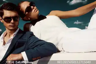 戴着墨镜拍大片的男女摄影高清图片