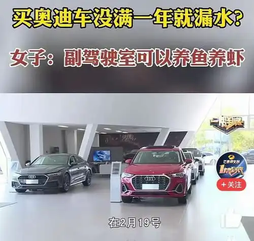 奥迪车买回来不够1年,副驾驶室多次成鱼塘4s店已更换过天窗坐垫汽车新车4s店驾驶座网易订阅