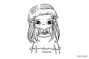 卷发小美女简笔画图片