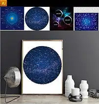 太空星空太阳系银河系宇宙外星人火箭装饰画图片素材ai模板下载9.12mb其他大全标志丨符号