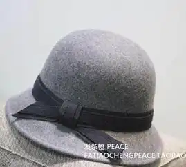 复古秋冬季蝴蝶结百搭纯羊毛呢帽子女士圆顶复古英伦小礼