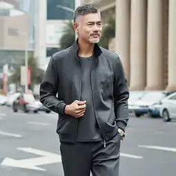 中老年男人穿衣要有品味,新款运动休闲套装,舒适透气特有男人味