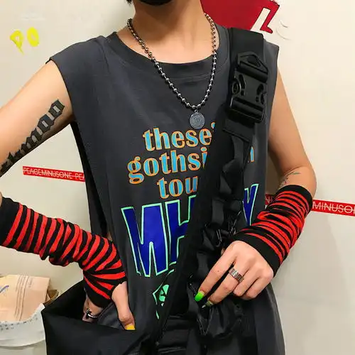 夏季ins超火忍者穿指黑暗系半指袖套百搭男女潮酷原宿风本山手套