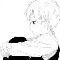 男生动漫人物黑白,侧面,孤独