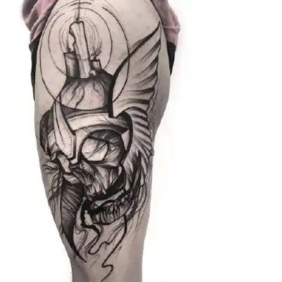 个性纹身头像超帅的大臂散点纹身图案