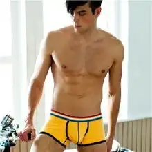 gainreel歌瑞尔内裤一生有你纯棉时尚彩虹条纹中腰男士平角内裤黄色xl