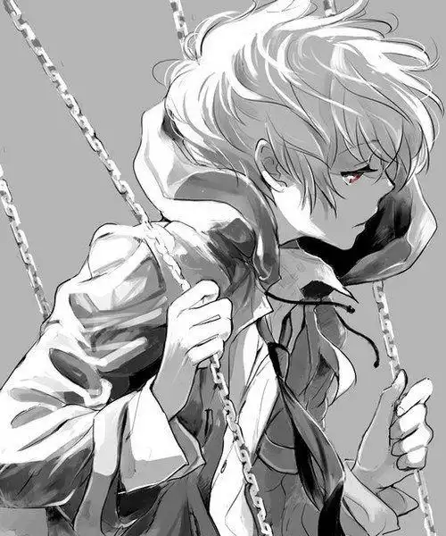 谁有那种白色背景,红眼睛,一点点萌的动漫男生头像