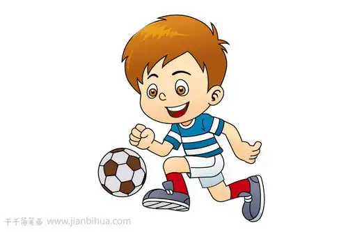 足球男孩简笔画图片