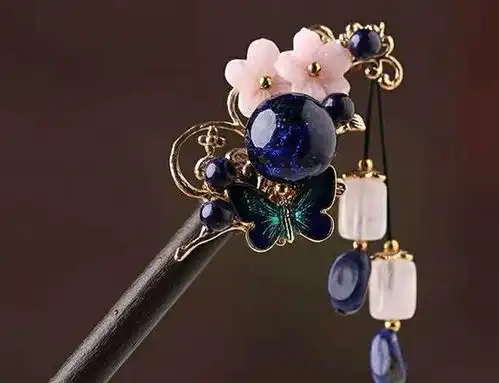 12星座专属古风发簪水瓶座是紫色花,双子座是红色玛瑙石