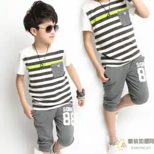naughtylatin淘气拉丁童装男童2014新款夏装大童短袖男孩套装韩版儿童夏季运动套装潮