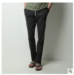 2015夏季男式休闲长裤亚麻透气宽松系带休闲裤男裤麻裤