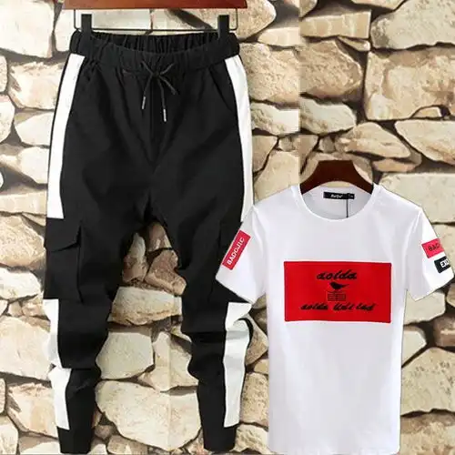 精神社会小伙套装男夏快手红人网红同款短袖t恤休闲裤时尚俩件套