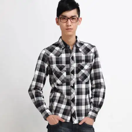 tonlion唐狮男格子长袖衬衫110431015001图片大全邮乐官方网站