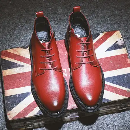 小童马新款复古英伦风高帮靴子男士马丁靴系带男鞋子3305图片大全邮乐官方网站