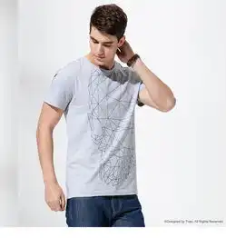 才子2016夏季新品男装圆领男士印花t恤男简约修身休闲短袖体恤