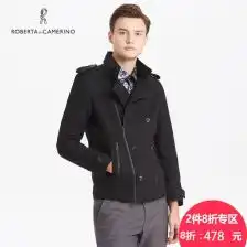 roberta诺贝达男装毛呢外套男短款英伦风立领羊毛茄克衫夹克潮