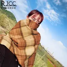 小童马秋冬新品羔羊绒格子披肩舒适保暖流苏欧美风男女通用羊毛围巾c