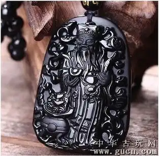 天然黑曜石财神爷吊坠招财运精工雕刻男士挂坠礼物