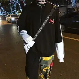 秋冬日系保暖高街撞色卫衣秋新款原宿风宽松立领长袖男上衣zgp85