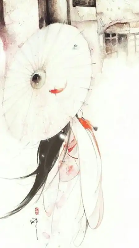 古风背影撑伞梅花女