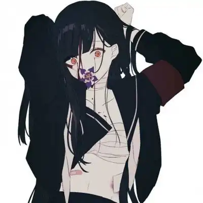 黑白动漫头像丧女二次元很丧很酷的女生头像