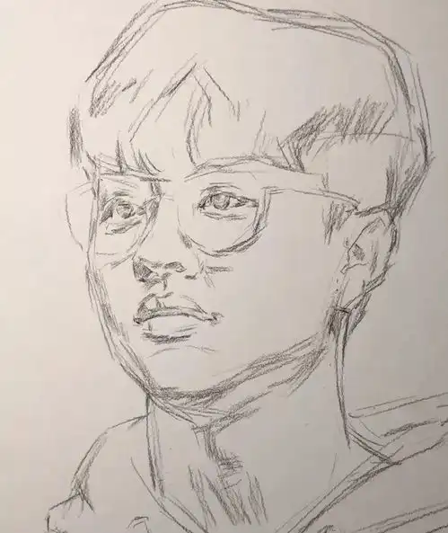 传奇绘画课堂回顾第二八三集朱传奇教你画戴眼镜的男同学四分之三侧素描头像