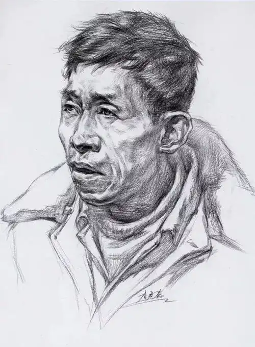 老年男人素描结构头像