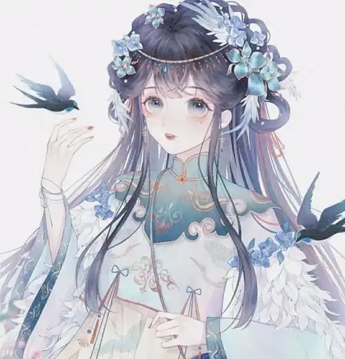 古风动漫闺蜜头像携满天星辰赠你,仍觉星辰不及你