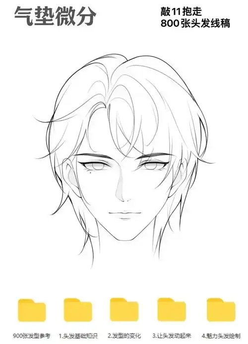 2023超帅气的动漫男主发型线稿素材一画头发就头疼的宝贝再也不用担心啦