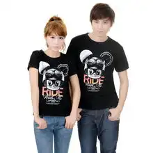 时尚之恋夏装新款韩版休闲潮流时尚男女棉短袖t恤服装卡通情侣装