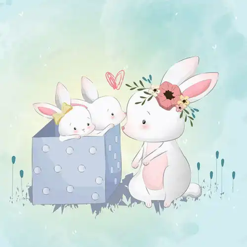 一家可爱兔子兔妈妈兔宝宝卡通矢量图免费下载页面网页平面电商创意素材月兔素材