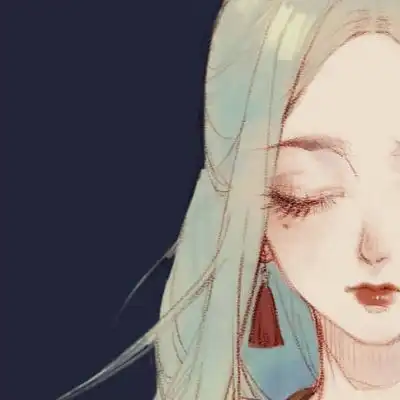 手绘头像女简约文艺彩色手绘女生头像韩版